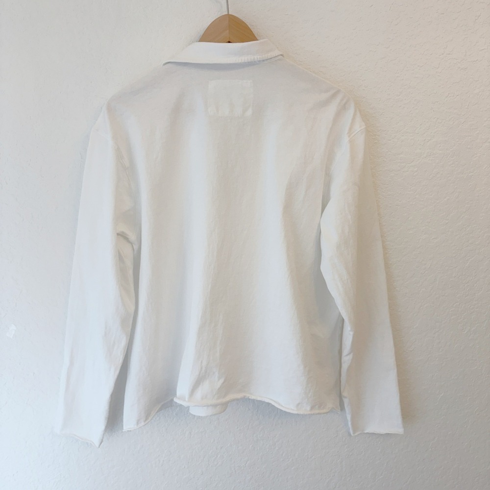 Frank & Eileen Patrick Popover Henley L Vintage Jersey White Cotton Minimalist - Picture 3 of 12